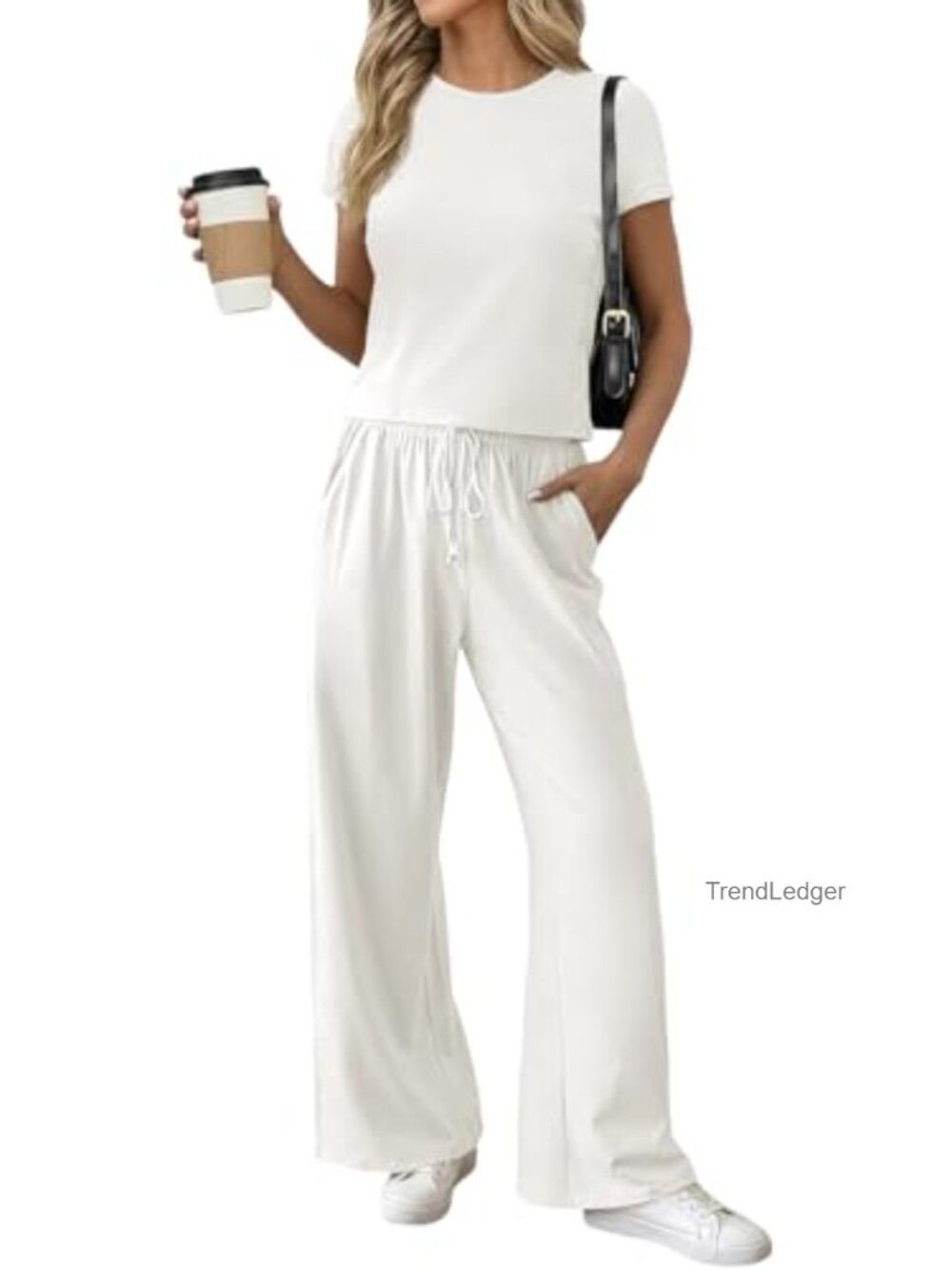 Women's 2 Piece Lounge Set Crop Top & Wide Leg Sweatpants Casual Summer